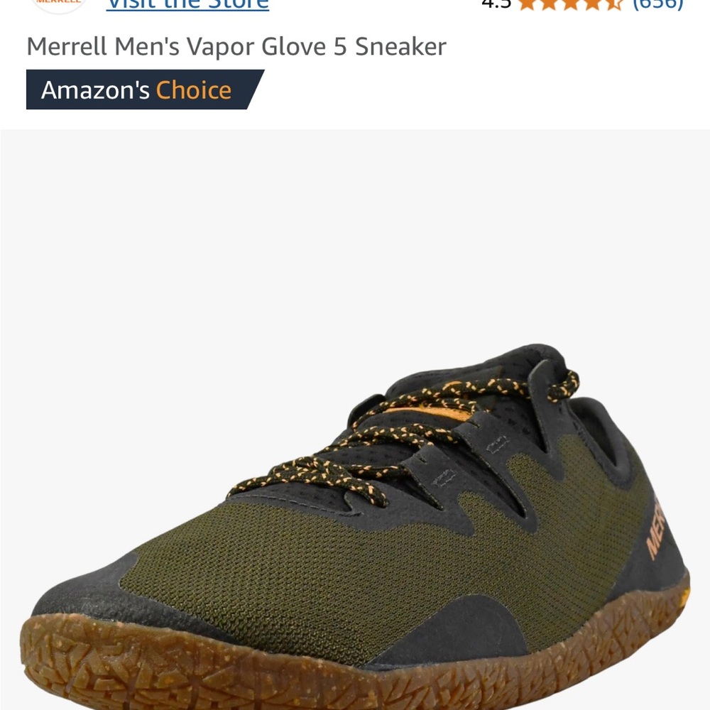Merrell Men's Vapor Glove 5 Sneaker - Black and Green